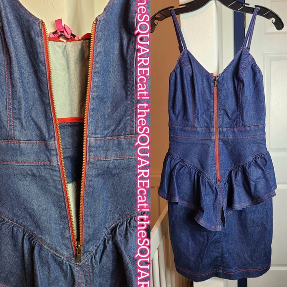 Betsey Johnson 💕 vintage peplum zipper front barbie kawaii pinup princess dress - Picture 3 of 5